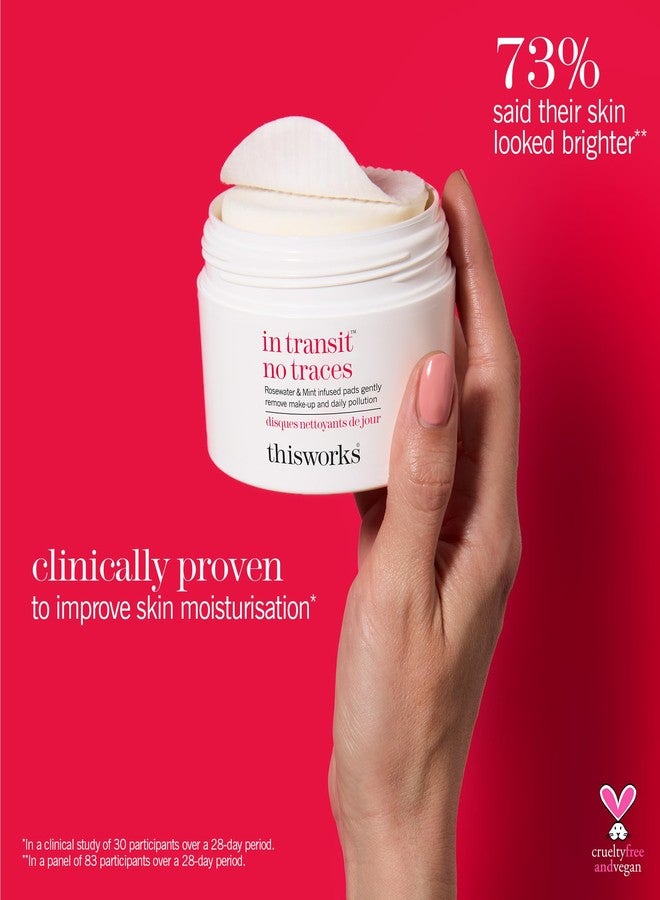 هذا المنتج - وسادات تنظيف الوجه "إن ترانسايت نو تريس"، مناديل مبللة للوجه معطرة بماء الورد والنعناع، مزيل مكياج لطيف (80 وسادة) - Image 5